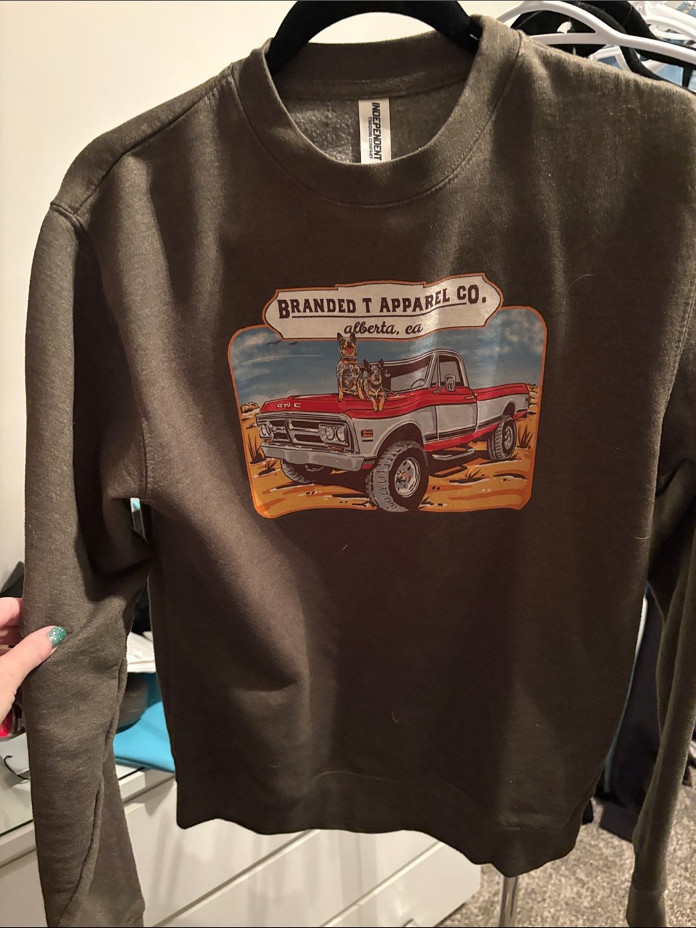 Branded T Appreal Alberta Canada crewneck green